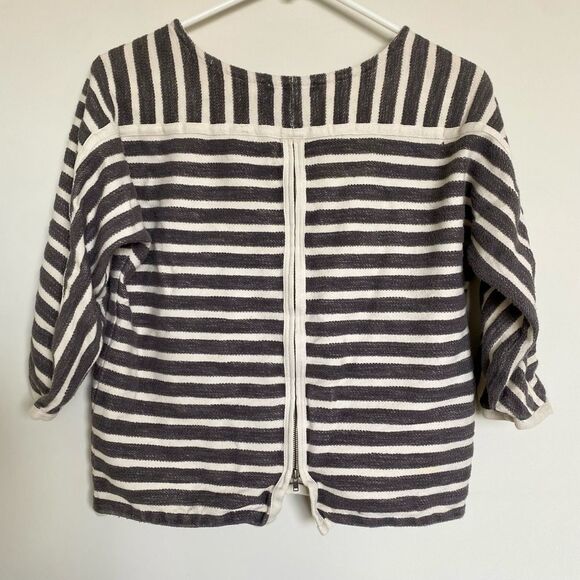 Madewell Terry Striped Back-Zip Pullover Slouchy 100% Cotton Size XS - Picture 5 of 11